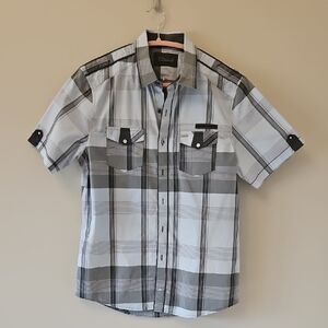 7 Diamonds Grey And Light Blue Checkered Shirt